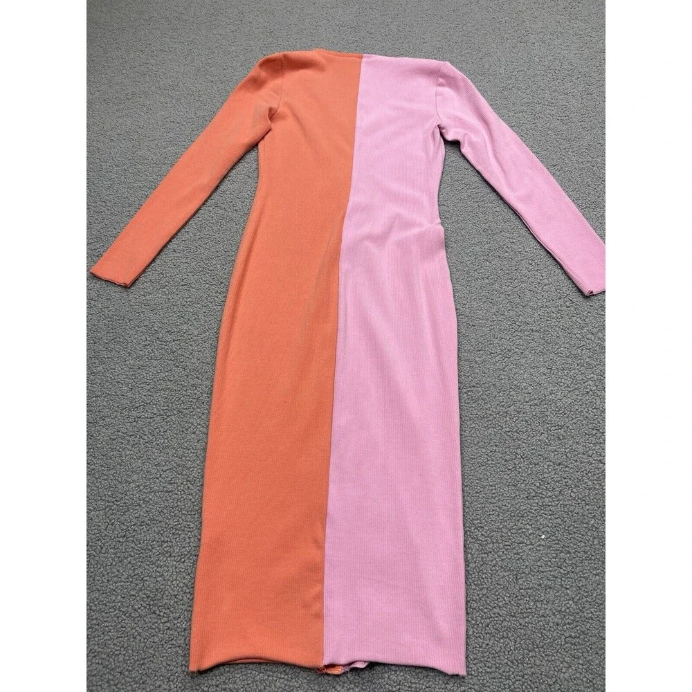 Atoir Women Dress Sweater Bodycon The Saturn Pink Orange Colorblock Preppy Sz 8